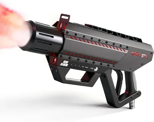 MOKA SFX - Ametralladora de CO2 portátil con luces LED, máquina de chorro de CO2 con eslinga, manguera de 3.05 m, máquina de efectos para escenarios