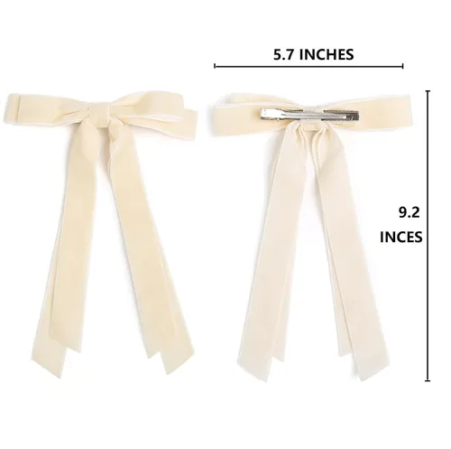 Miniatura 3 de Llazos de terciopelo para mujeres y niñas, lazos de cinta de terciopelo para vacaciones para el cabello, regalos festivos, negro, crema, blanco