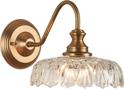 HDDFL Aplique de pared vintage en latón mate para mesita de noche, lámpara de pared para dormitorio, accesorios de iluminación en puerta para sala