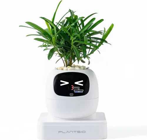 Miniatura 15 de PLANTSIO Plantera inteligente para mascotas con robot de orientación en el cuidado de plantas con emojis, adorable compañero de plantas con rica