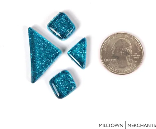 Miniatura 2 de Milltown Merchants™ Azulejos de mosaico con purpurina azul sirena, azulejos de mosaico aguamarina a granel, surtido de azulejos brillantes de 1 Azul