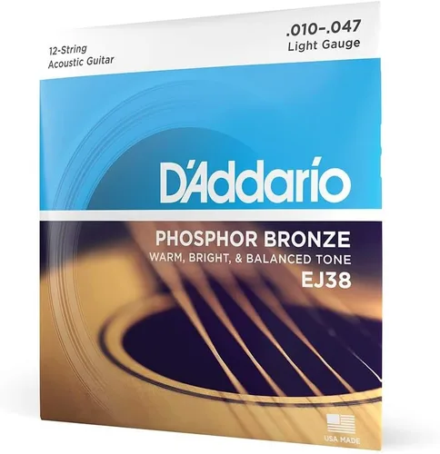 Miniatura 19 de Cuerdas para guitarra acústica de bronce fosforado D'Addario, blanco negro rojo azul