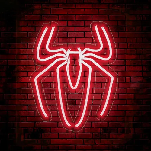 Letrero de Neón de Decoración de Habitación de Anime de Araña - 3 Ajustes de Brillo Alimentado por USB Lámpara de Araña Linda para Dormitorio de