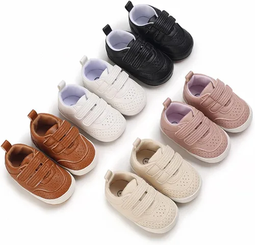 Miniatura 5 de COSANKIM Zapatos para bebés niños y niñas, zapatos de piel sintética con cordones para bebés, suela de goma antideslizante, mocasines para recién