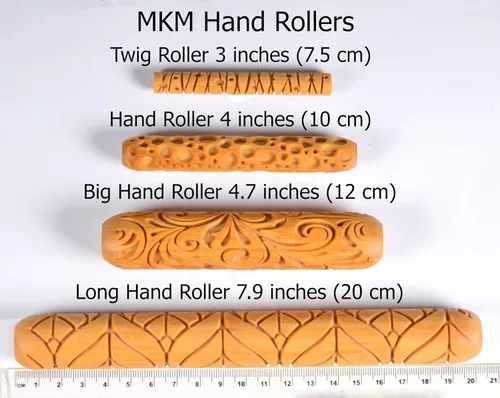 Miniatura 4 de MKM Pottery Tools Rodillos Manuales Grandes de Madera para Arcilla (BHR-141 Olas)