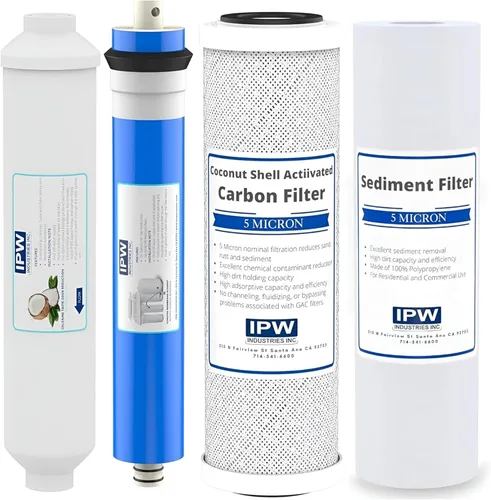 IPW Industries Universal Kit de filtro de recambio para ósmosis inversa de 4 etapas debajo del fregadero | Reemplace cada 6-12 meses para obtener