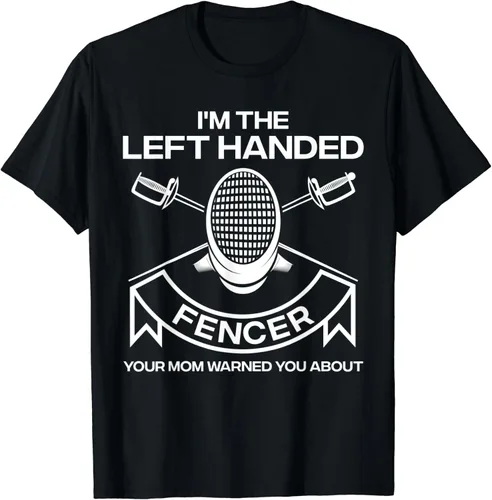 Divertido diseño de esgrima para niños hombres y mujeres camiseta de esgrima para zurdos Negro S