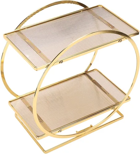 Organizador de perfumes, organizador de maquillaje para tocador, organizador de soporte de maquillaje de perfume de oro negro, estante de mostrador