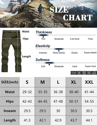 Miniatura 6 de WENRONSTA Pantalones cargo de senderismo para hombre, secado rápido, ligeros, impermeables, 6 bolsillos, para exteriores, pesca, montaña