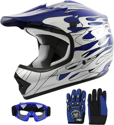 Miniatura 11 de SLMOTO - Casco DOT para niños y jóvenes de motocross, casco de motocicleta de calle, casco de bicicleta de tierra, motocross, ATV, casco con diseño