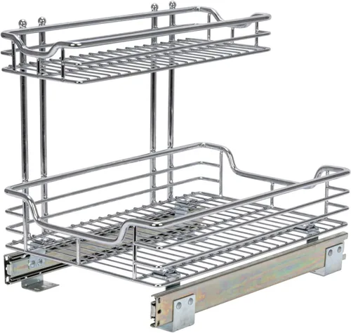 Miniatura 9 de Household Essentials Glidez Organizador de almacenamiento extraíble/deslizante multiusos de acero cromado para debajo del fregadero o del gabinete
