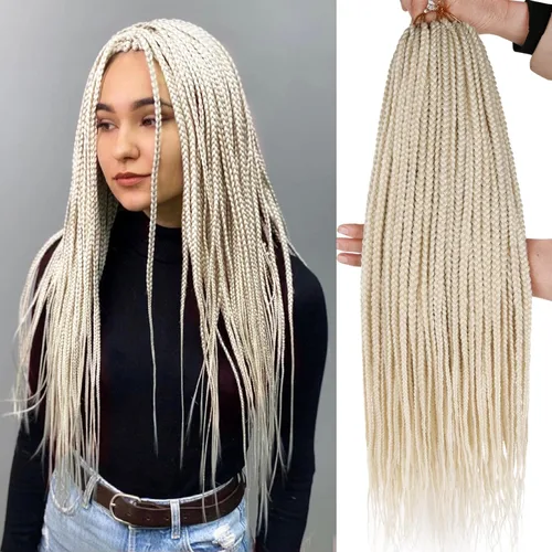 Miniatura 43 de XTREND 10 Pulgadas 6 Paquetes Trenzas de Caja de Ganchillo Cabello Pre-anudado Sin Nudos Bobo Trenzas de Caja 3X Extensiones de Cabello Trenzado 1b#