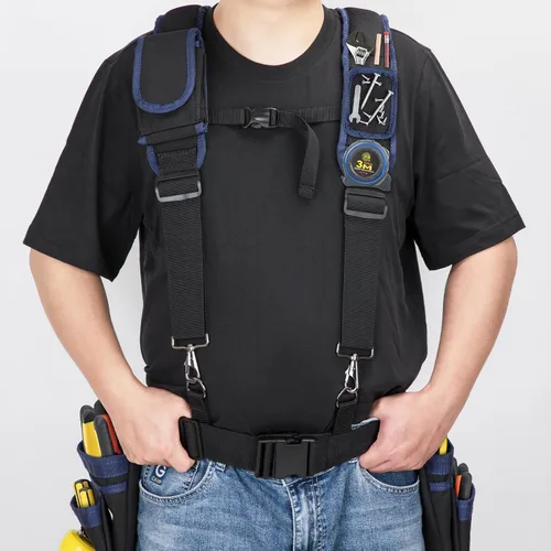 Miniatura 6 de Tool Belt Suspenders for Men, Adjustable Tool Belt with Magnetic Wristband Multifunctional Pouch Pocket for Workers Negro