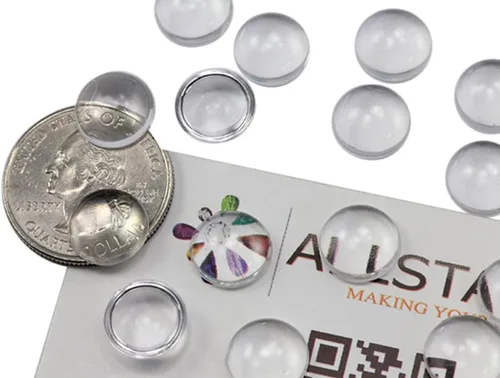 Miniatura 10 de Allstarco Cabujones acrílicos redondos transparentes de 0.354 in, gemas de plástico para hacer joyas, aretes de bricolaje, colgantes - 75 piezas