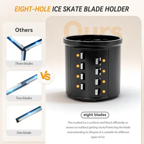Miniatura 6 de Máquina de cono de nieve y máquina de hielo afeitado, máquina de hielo triturado en diseño de metal de acero inoxidable con palillo y bandeja