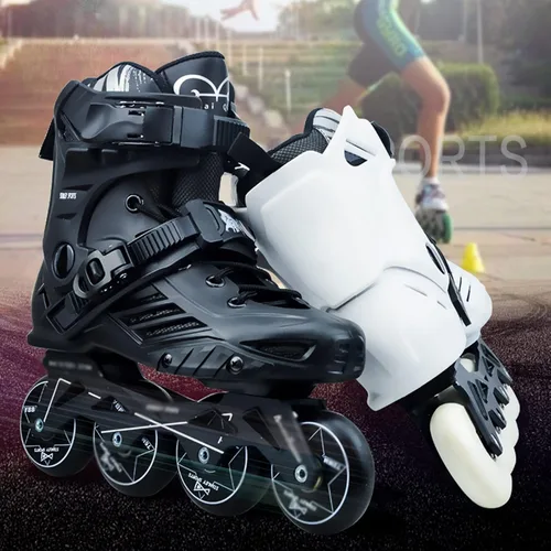 Miniatura 9 de Patines profesionales en línea para adultos, zapatos de patinaje de velocidad negro para deportes al aire libre, mujeres y hombres, zapatos de 4