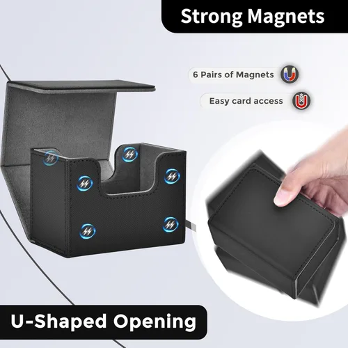 Miniatura 4 de MTG - Caja de cubierta con 2 divisores, caja de gran capacidad para más de 80 tarjetas de doble manga, funda de piel sintética compatible con Magic
