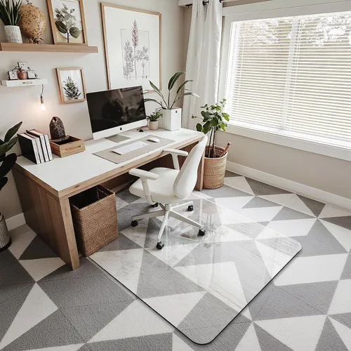 Tapete para silla de oficina para alfombra y madera dura, mejorado de 36 x 48 pulgadas, tapete de vidrio templado de doble uso para silla y