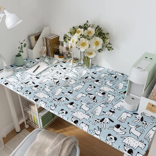 Miniatura 7 de CRE8TIVE Papel tapiz de 24 x 118 pulgadas para perros pequeños, papel tapiz de pelar y pegar, papel tapiz azul y blanco de animales de cachorro