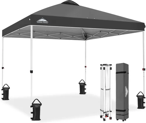Miniatura 479 de EAGLE PEAK Tienda de campaña desplegable con bolsa de transporte con ruedas, 8 estacas, 4 cuerdas, 4 bolsas de peso, toldo de tienda de campaña