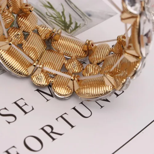 Miniatura 5 de Pulsera elástica elástica para mujer, diseño de hojas de cristal, para novia, dama de honor, para novias y damas de honor
