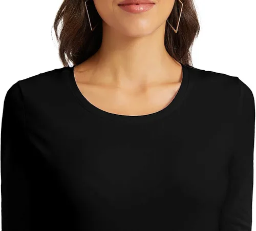 Miniatura 6 de VIIOO Camiseta básica de media manga con cuello redondo para mujer, casual, color liso, de algodón