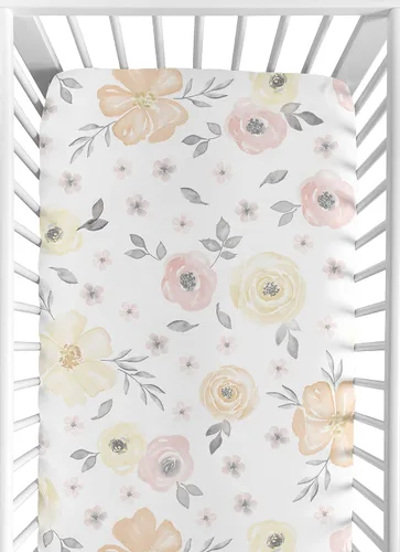 Miniatura 13 de Sweet Jojo Designs Sábanas ajustadas para cuna de bebé (rosa/azul bohemio floral) para niñas, guardería infantil, habitación de niños pequeños