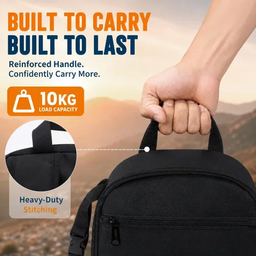 Miniatura 9 de Mochila para cámara DSLR/SLR/sin espejo, funda impermeable profesional para cámara de 11 x 5.9 x 15 pulgadas para fotógrafos, gris, negro, naranja