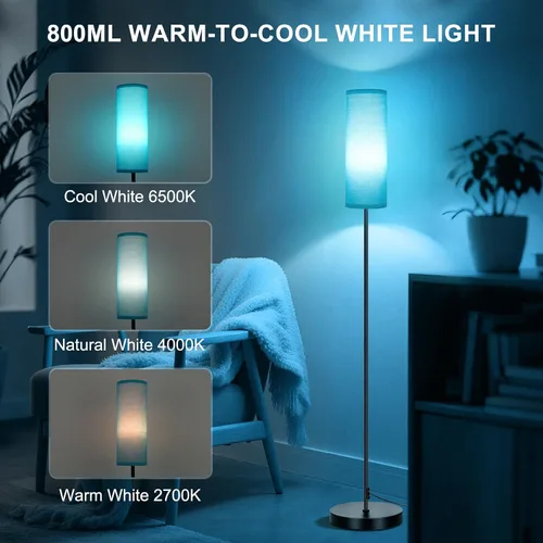 Miniatura 3 de FRIDEKO HOME Lámpara de pie, iluminación ambiental que cambia de color para sala de estar, dormitorio, lámpara de pie con aplicación y control