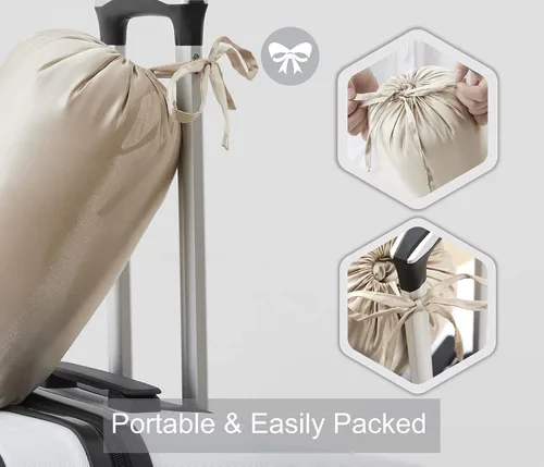 Miniatura 6 de Manta de seda – Manta de satén plegable de enfriamiento beige para sofá, cama, campamento, al aire libre, viajes, coche – Manta súper suave y ligera