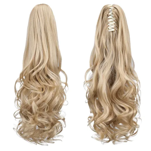 Miniatura 107 de Extensiones de cola de caballo de cabello rubio, extensiones de cola de caballo para mujer, pinza de extensiones de cabello rizado de 12 pulgadas