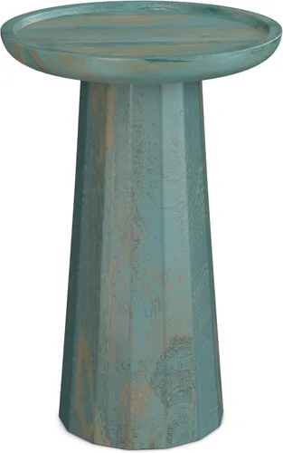 Miniatura 14 de SIMPLIHOME Dayton - Mesa auxiliar redonda de madera de acacia maciza de 13 pulgadas de ancho, estilo contemporáneo en color marrón claro, coñac claro