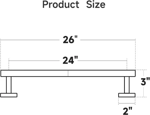 Miniatura 2 de USHOWER Toallero negro mate, toallero de 24 pulgadas para baño montado en la pared, barra de toalla gruesa de acero inoxidable SUS304, decoración