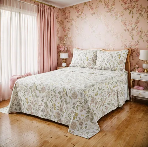Miniatura 85 de FADFAY Juego de sábanas tamaño King, 100% algodón, elegante ropa de cama de granja con hojas verdes menta y flores blancas, sábana suave