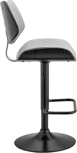 Miniatura 5 de Armen Living Leland Taburete ajustable de piel sintética negra y acabado cromado