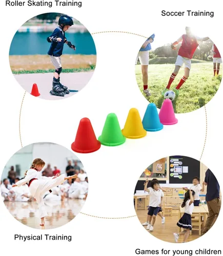 Miniatura 7 de Paquete de 30 conos deportivos, marcadores de campo de agilidad de plástico suave para fútbol, baloncesto, fútbol, patinaje en interiores