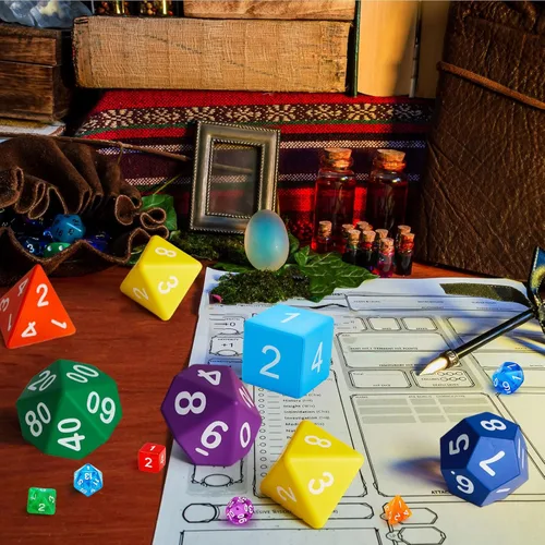 Miniatura 6 de Arrowbash 6 Piezas Dados Poliédricos Jumbo de Espuma de 3.94 Pulgadas, Juego de 6 Dados Poliédricos de 4, 6, 8, 10, 12 Lados, Regalos