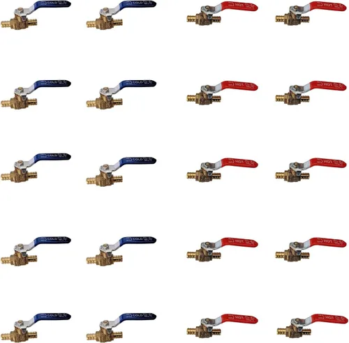 Miniatura 31 de XFITTING Válvula de bola Pex de 10 piezas de 3/4" caliente y fría, 24-2-3&4 = 10X