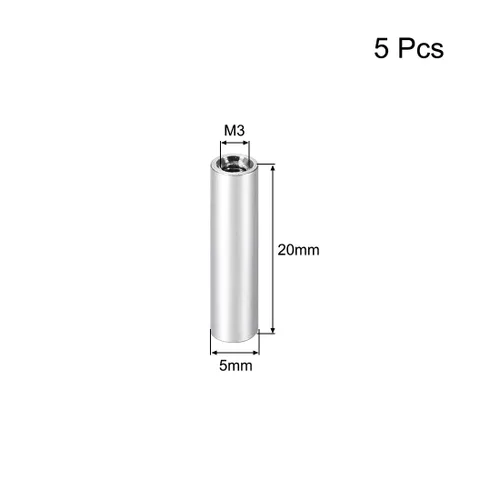 Miniatura 2 de uxcell 5 unids M3x20mm redondo aluminio Standoff columna espaciador hembra para drone FPV Quadcopter Racing RC multirotors piezas DIY plateado