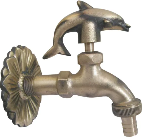 Grifo decorativo de jardín al aire libre retro de latón manguera de agua Grifo montado en la pared para manguera de 1/2" Pulgadas, Delfín