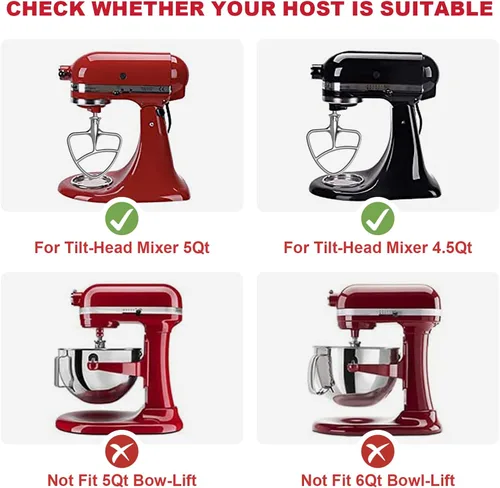 Miniatura 2 de Cofun Accesorio de paleta de acero inoxidable para mezclador KitchenAid, batidor plano para mezclador KitchenAid, se adapta a mezclador de cabeza