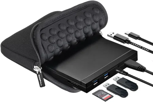 Miniatura 11 de Unidad de CD/DVD externa ROOFULL para portátil, USB 3.0, CD/DVD-ROM +/-RW, lector, reproductor, grabador, quemador, con estuche de transporte