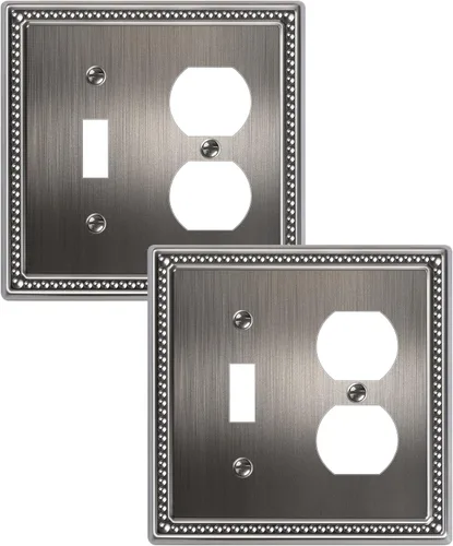 Miniatura 69 de Paquete de 4 placas de cubierta para interruptor de luz de palanca individual, cubiertas decorativas de perlas, placa de pared de metal almendra