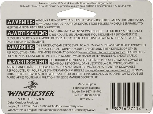 Miniatura 8 de Daisy 987418-446 Win 500 ct .177, Hollow Point Pellets
