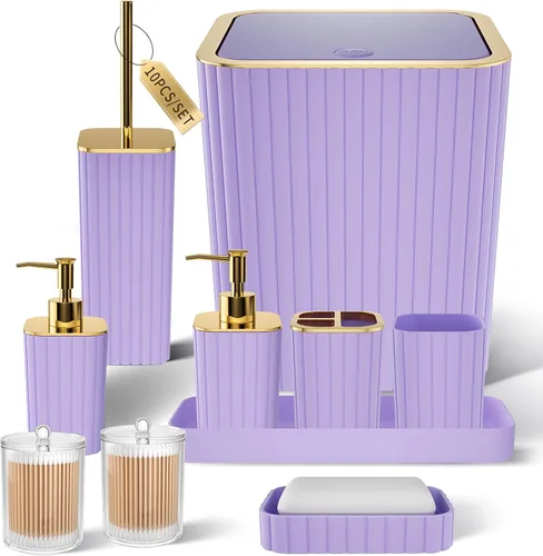 Miniatura 18 de XLHOMO Bathroom Set- 25PC Beige Bathroom Set, Bathroom Set with Shower Curtain and Rugs, Beige Shower Curtain Set, Toilet Brush, Bathroom Trash Can