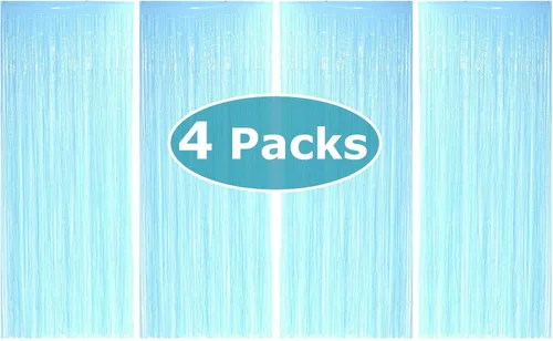 Miniatura 17 de Allgala 4PK Metálico Oropel-Fiesta Foto Telón Cortinas Puerta Franja Decoración-Turquesa-BD52312