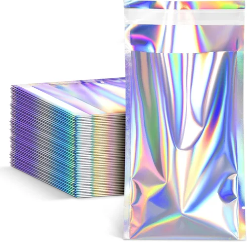 Miniatura 10 de FUNFERY Paquete de 100 sobres de polietileno holográficos autoadhesivos de 4x6 pulgadas, pequeños sobres de envío, sobres, pequeñas bolsas lindas