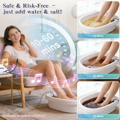 Miniatura 2 de veicomtech Máquina de desintoxicación de baño de pies iónico, máquina de desintoxicación de pies para 2 usuarios, spa iónico de pies para el hogar