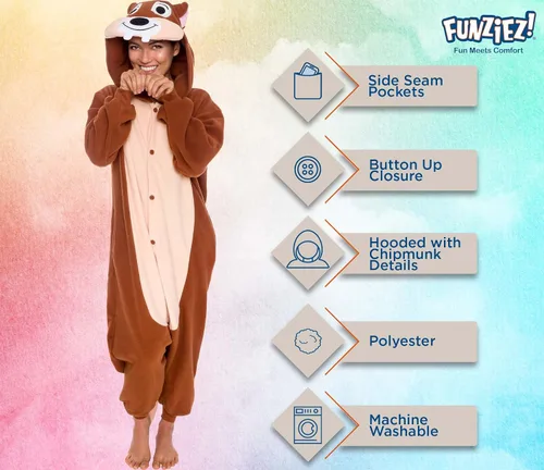 Miniatura 4 de FUNZIEZ! - Disfraz de Halloween para adultos, de animales y criaturas marinas mameluco de felpa para adultos (mujeres y hombres)