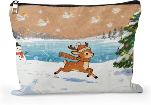 Miniatura 16 de Cafl Bolsa de maquillaje para mujeres y niñas, organizador de viaje portátil de gran capacidad, 10 x 8 pulgadas, Par de mirlo posado en ramas